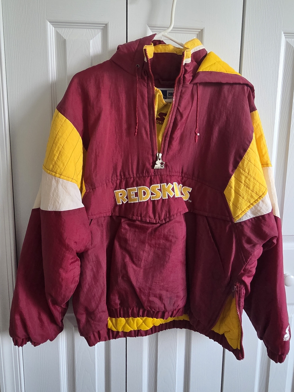 STARTER Burgundy and Yellow Redskins Hooded Pullover